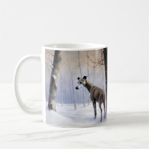 Italiaanse Greyhound Laat Het Sneeuw Kerstmis Koffiemok