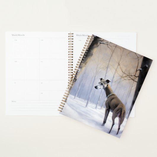 Italiaanse Greyhound Laat Het Sneeuw Kerstmis Planner (Display)