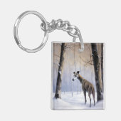 Italiaanse Greyhound Laat Het Sneeuw Kerstmis Sleutelhanger (Voorkant Links)