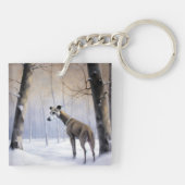Italiaanse Greyhound Laat Het Sneeuw Kerstmis Sleutelhanger (Achterkant)