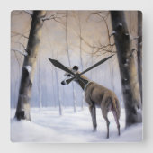 Italiaanse Greyhound Laat Het Sneeuw Kerstmis Vierkante Klok (Voorkant)