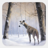Italiaanse Greyhound Laat Het Sneeuw Kerstmis Vierkante Sticker (Voorkant)