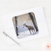 Italiaanse Greyhound Laat Het Sneeuw Kerstmis Vierkante Sticker (Envelop)