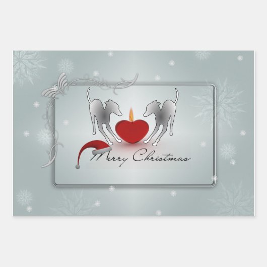 Italiaanse Greyhound Merry Kerstmis Inpakpapier Vel (Voorkant)