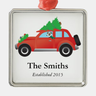 Italiaanse Greyhound of Whippet Driving Kerstmis a Metalen Ornament