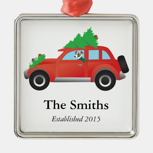 Italiaanse Greyhound of Whippet Driving Kerstmis a Metalen Ornament (Voorkant)