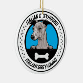 Italiaanse Greyhound Peeking Illustration Badge Keramisch Ornament (Rechts)