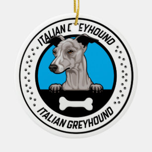 Italiaanse Greyhound Peeking Illustration Badge Keramisch Ornament