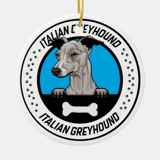 Italiaanse Greyhound Peeking Illustration Badge Keramisch Ornament (Voorkant)