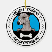 Italiaanse Greyhound Peeking Illustration Badge Keramisch Ornament (Achterkant)