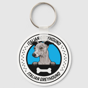 Italiaanse Greyhound Peeking Illustration Badge Sleutelhanger
