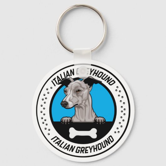 Italiaanse Greyhound Peeking Illustration Badge Sleutelhanger (Voorkant)
