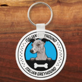 Italiaanse Greyhound Peeking Illustration Badge Sleutelhanger (Voorkant)