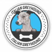Italiaanse Greyhound Peeking Illustration Badge Sticker (Voorkant)