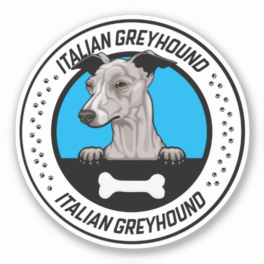 Italiaanse Greyhound Peeking Illustration Badge Sticker (Voorkant)
