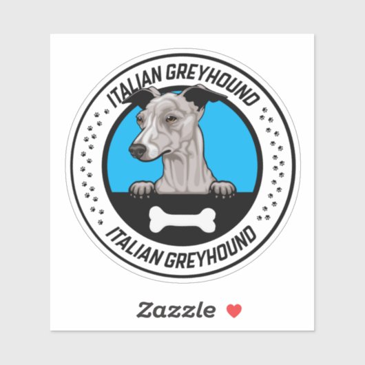 Italiaanse Greyhound Peeking Illustration Badge Sticker (Vel)