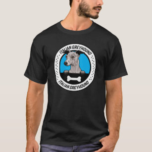Italiaanse Greyhound Peeking Illustration Badge T-shirt