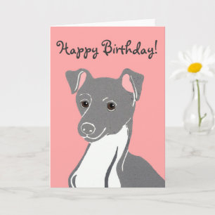 Italiaanse Greyhound Pink Happy Birthday-kaart Kaart