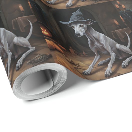 Italiaanse Greyhound pompoenen Halloween eng Cadeaupapier (Rol Hoek)