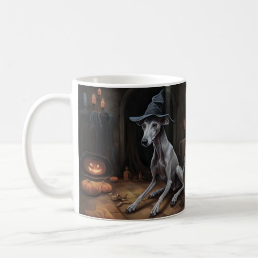 Italiaanse Greyhound pompoenen Halloween eng Koffiemok (Links)