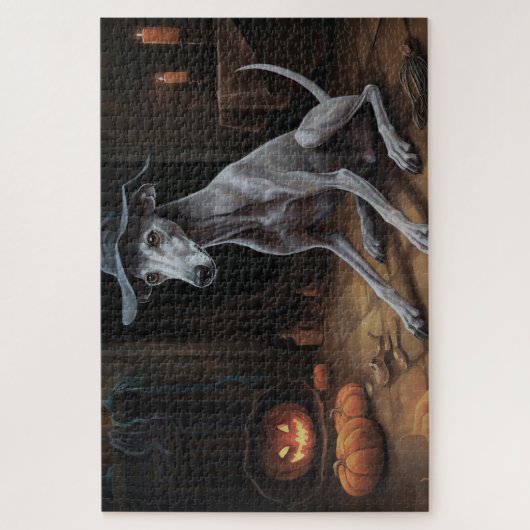 Italiaanse Greyhound pompoenen Halloween eng Legpuzzel (Verticaal)