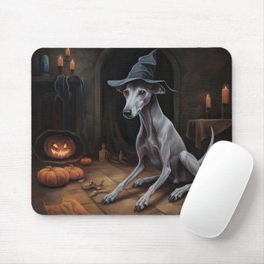 Italiaanse Greyhound pompoenen Halloween eng Muismat (Met muis)