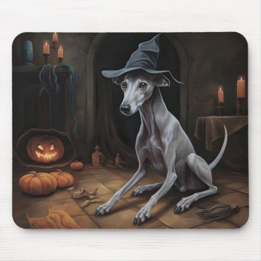 Italiaanse Greyhound pompoenen Halloween eng Muismat (Voorkant)