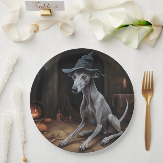 Italiaanse Greyhound pompoenen Halloween eng Papieren Bordje (Huwelijk)