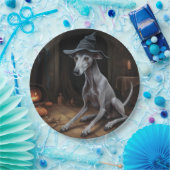 Italiaanse Greyhound pompoenen Halloween eng Papieren Bordje (Feest)