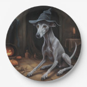 Italiaanse Greyhound pompoenen Halloween eng Papieren Bordje (Voorkant)