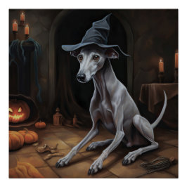 Italiaanse Greyhound pompoenen Halloween eng Perfect Poster