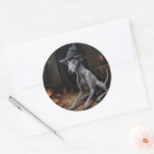 Italiaanse Greyhound pompoenen Halloween eng Ronde Sticker (Envelop)