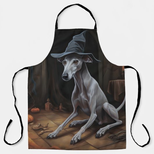 Italiaanse Greyhound pompoenen Halloween eng Schort (Voorkant)