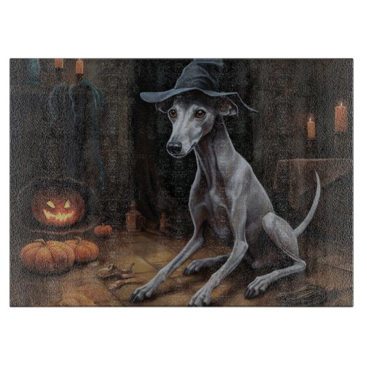 Italiaanse Greyhound pompoenen Halloween eng Snijplank (Voorkant)