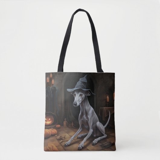 Italiaanse Greyhound pompoenen Halloween eng Tote Bag (Voorkant)