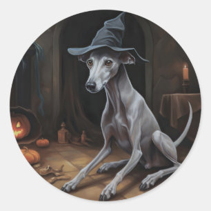 Italiaanse Greyhound Pompoenen Halloween Griezelen Ronde Sticker