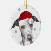 Italiaanse Greyhound - Santa Hat Kerstmis Bauble Keramisch Ornament (Rechts)