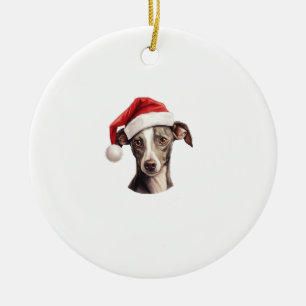 Italiaanse Greyhound Santa Hoed Kerstmis Sweater P Keramisch Ornament