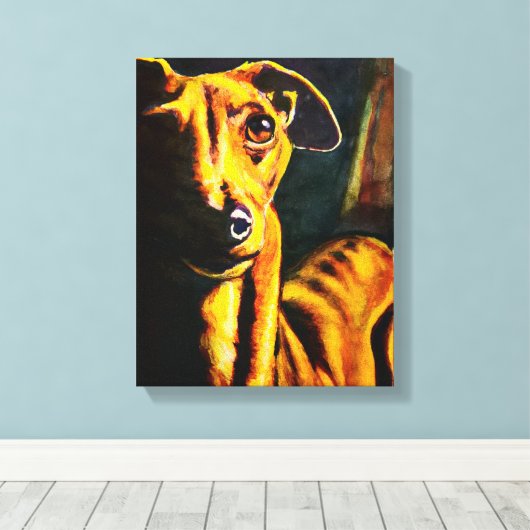 Italiaanse Greyhound schilderij Canvas Afdruk (Insitu (Houten vloer))