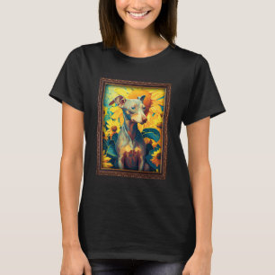 Italiaanse Greyhound Schilderij Zonnebloem Bloem M T-shirt