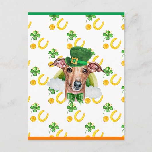 Italiaanse Greyhound Shamrock St. Patricks Day Feestdagenkaart (Voorkant)