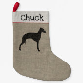 Italiaanse Greyhound Silhouette Schattige Iggy Dog Kleine Kerstsok (Voorkant)