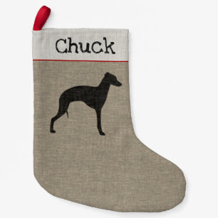 Italiaanse Greyhound Silhouette Schattige Iggy Dog Kleine Kerstsok