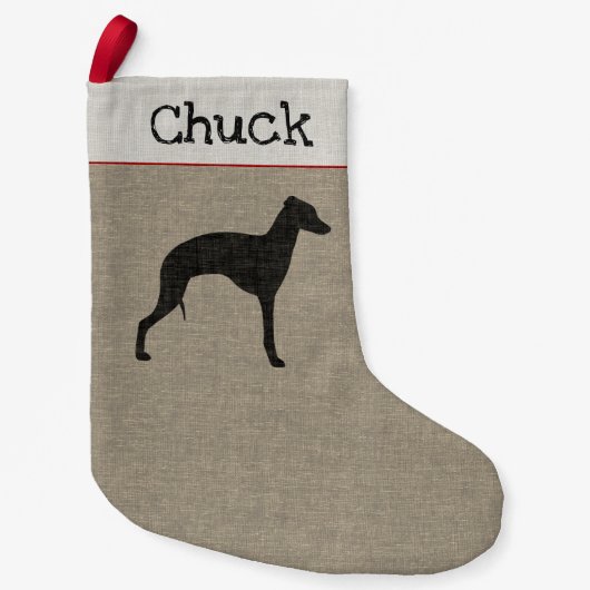 Italiaanse Greyhound Silhouette Schattige Iggy Dog Kleine Kerstsok (Voorkant)