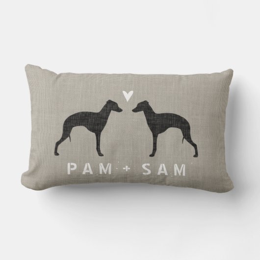Italiaanse Greyhound Silhouettes Love - Personalis Kussen (Voorkant)