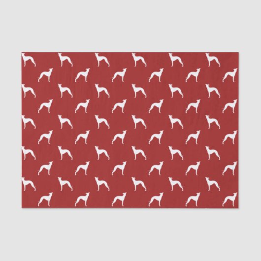Italiaanse Greyhound Silhouettes Pattern Red Holid Tissuepapier (Voorkant)