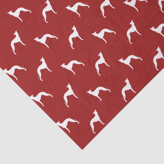 Italiaanse Greyhound Silhouettes Pattern Red Holid Tissuepapier (Detail)