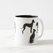 Italiaanse Greyhound Silhouettes Tweekleurige Koffiemok (Voorkant rechts)