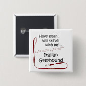 Italiaanse Greyhound Travel Leash - Button (Voorkant /achterkant)
