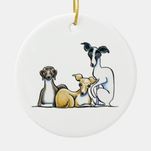 Italiaanse Greyhound Trio Keramisch Ornament